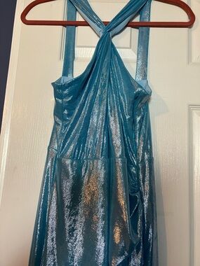 Wedtrend Metallic Blue Halter Neck Dress XL